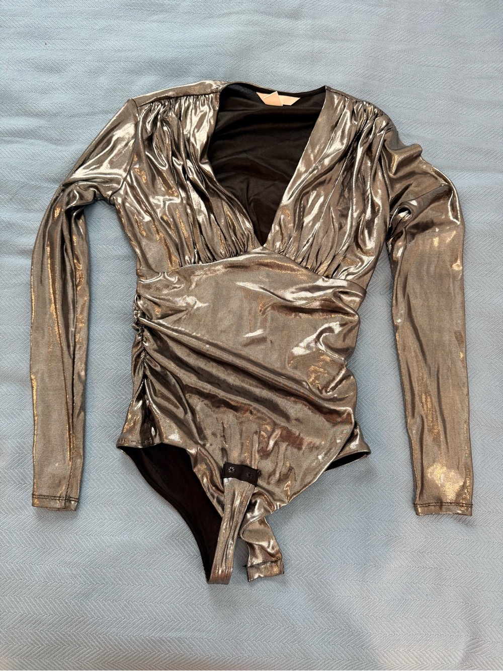 NWOT H&M Metallic Silver Long Sleeve Bodysuit